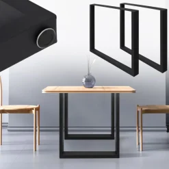 2x Tischbeine  Tischkufen aus Vierkantprofilen 60x72 cm Schwarz pulverbeschichtete Stahl