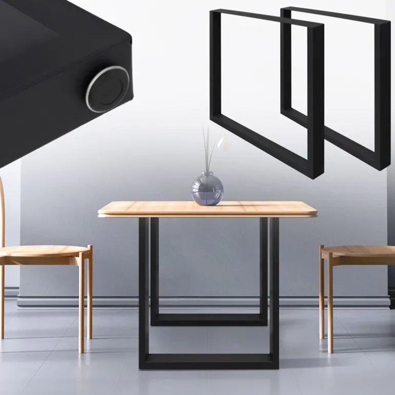 2x Tischbeine Tischkufen aus Vierkantprofilen 60x72 cm Schwarz pulverbeschichtete Stahl