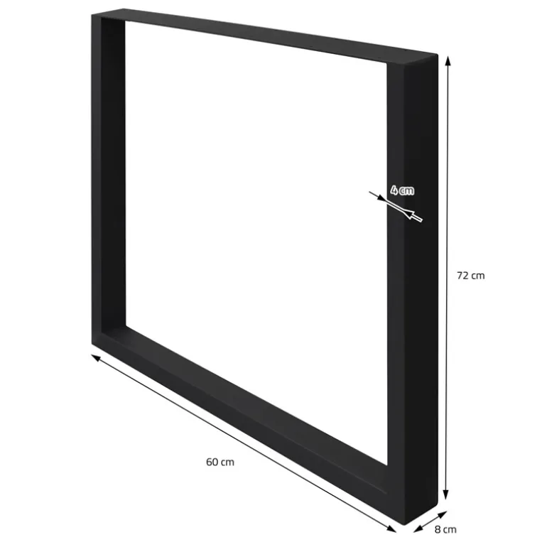 2x Tischbeine Tischkufen aus Vierkantprofilen 60x72 cm Schwarz pulverbeschichtete Stahl