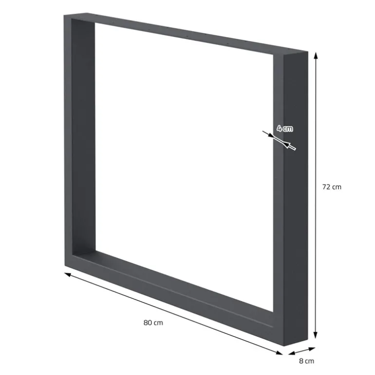 2x Tischbeine Tischkufen aus Vierkantprofilen 80x72 cm Anthrazit pulverbeschichtete Stahl