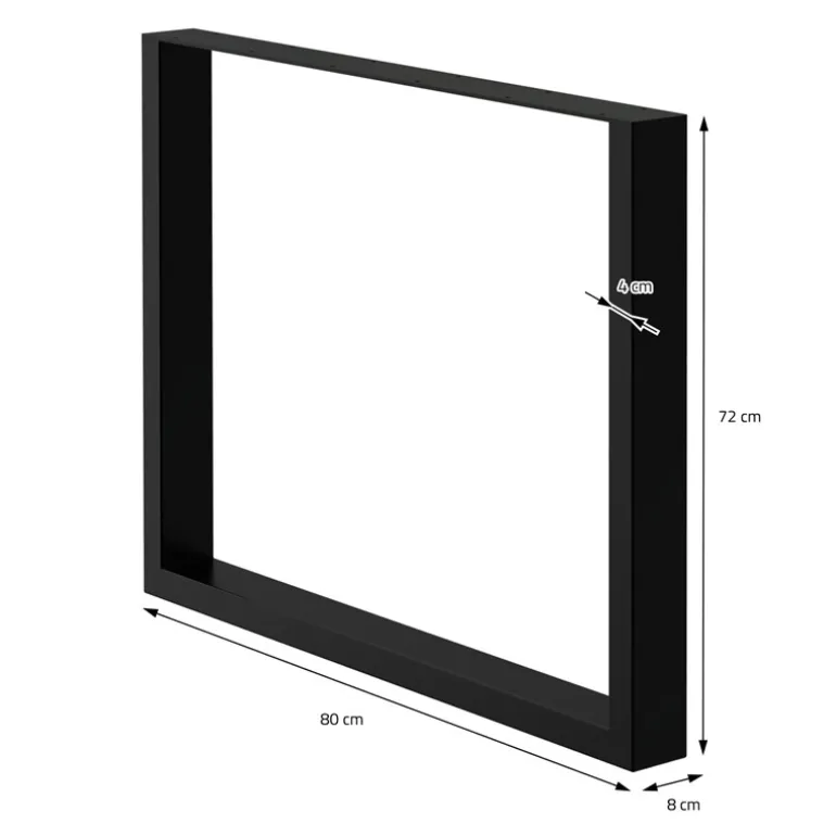 2x Tischbeine Tischkufen aus Vierkantprofilen 80x72 cm Schwarz pulverbeschichtete Stahl