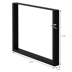 2x Tischbeine Tischkufen aus Vierkantprofilen 90x72 cm,Schwarz pulverbeschichtete Stahl