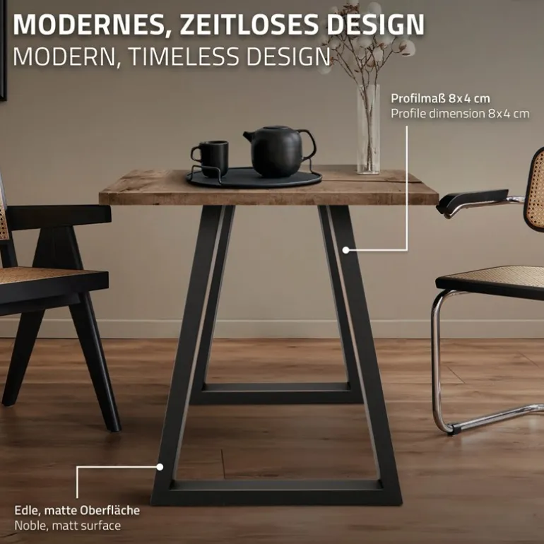 2x Tischbeine Trapez Design 60x72 cm Anthrazit pulverbeschichtete Stahl Tischgestell Esstisch und Schreibtisch