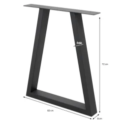 2x Tischbeine Trapez Design 60x72 cm Anthrazit pulverbeschichtete Stahl Tischgestell Esstisch und Schreibtisch