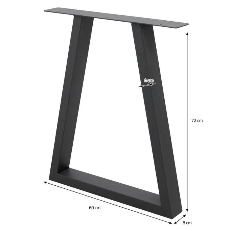 2x Tischbeine Trapez Design 60x72 cm Anthrazit pulverbeschichtete Stahl Tischgestell Esstisch und Schreibtisch