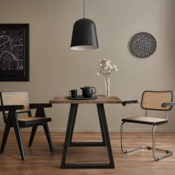 2x Tischbeine Trapez Design 60x72 cm Schwarz pulverbeschichtete Stahl Tischgestell für Esstisch Schreibtisch