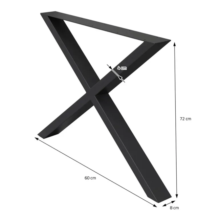 2x Tischbeine X-Design 60x72 cm Schwarz pulverbeschichtete Stahl DIY Tischuntergestell
