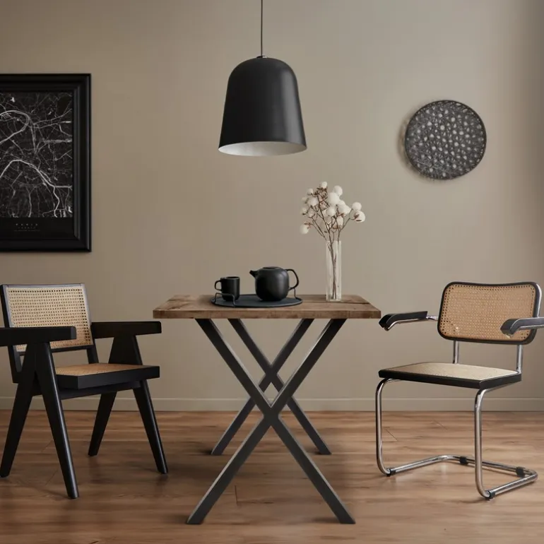 2x Tischkufen X-Design 60x72 cm Anthrazit pulverbeschichtete Stahl Tischgestell für Esstisch & Schreibtisch