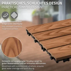 2x WPC Terrassenfliesen 30x30 cm 11er Spar Set für 1m² Hellbraun in Holzoptik Bodenbelag mit Drainage und Klicksystem