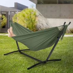 XXL Hängematte mit Stahlgestell bis 250 kg Khaki inkl. Tragetasche ML-Design