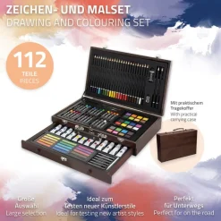 Zeichenset für Kinder mit Malkoffer aus Holz