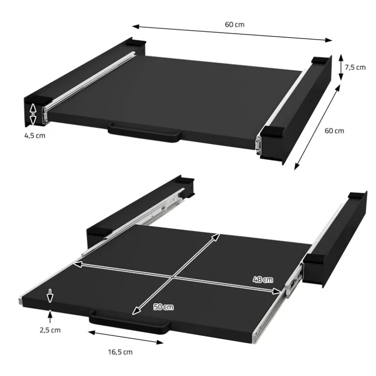 Zwischenbaurahmen für Waschmaschine Verbindungsrahmen mit ausziehbarer Ablage 60x60 cm in Schwarz ML-Design