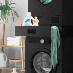 Zwischenbaurahmen für Waschmaschine Verbindungsrahmen mit Schublade 60,5x54 cm in Schwarz ML-Design