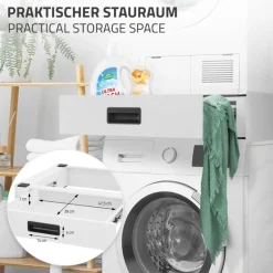 Zwischenbaurahmen für Waschmaschine Verbindungsrahmen mit Schublade 60,5x54 cm in Weiß ML-Design