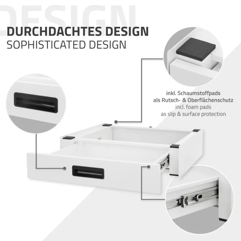 Zwischenbaurahmen für Waschmaschine Verbindungsrahmen mit Schublade 60,5x54 cm in Weiß ML-Design