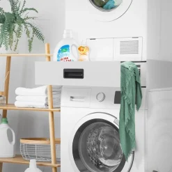 Zwischenbaurahmen für Waschmaschine Verbindungsrahmen mit Schublade 60,5x54 cm in Weiß ML-Design